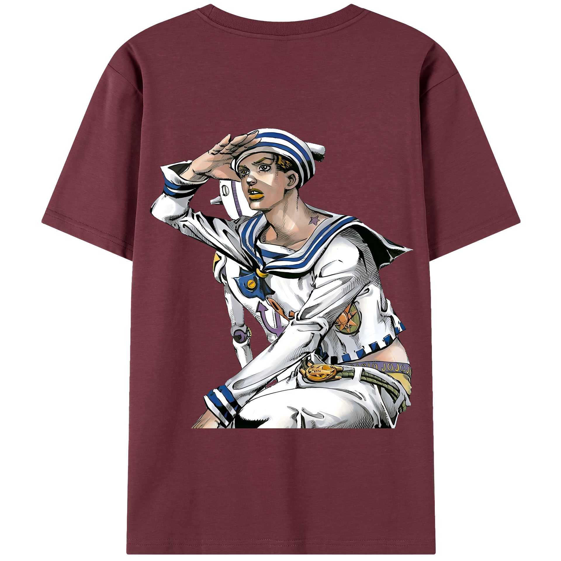 （画像用） ジョジョの奇妙な冒険 東方定助 JoJo's Bizarre Adventure Higashikata Josuke 綿100％半袖Tシャツ（背面プリント）